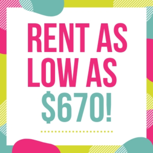 Rent as low as $670