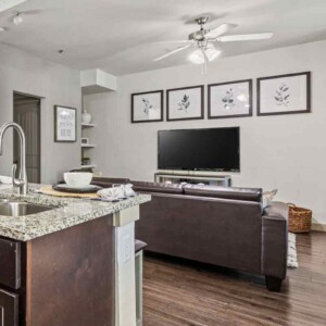 Two bedroom view to living area